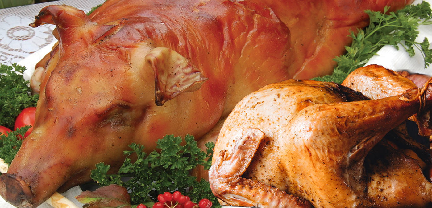 Holiday Catering Roast Pig and Turkey